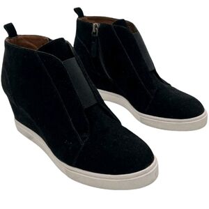 Linea Paolo Wedge Sneaker Black Felicia Platform Shoes Bootie Suede Size 9